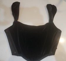 Victorias Secret Black Velvet Corset Bra Bustier Top Size M-DD NWTs MSRP 79.95