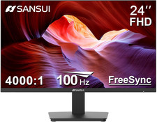 Monitor 24 Inch 100Hz PC Monitor, HDMI VGA Ports VESA Mount, FHD Computer Monito