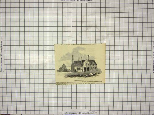 Original Old Antique Print Etchingham Railway Station Building