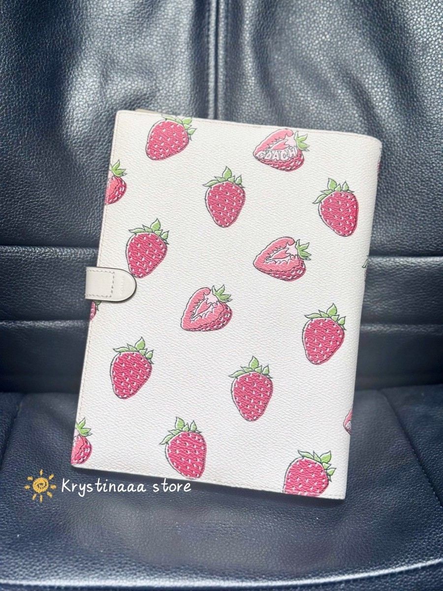 COACH Notebook With Strawberry Print In Canvas/Leather Chalk Multi