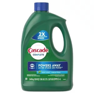 Cascade Complete Gel + Oxi Dishwasher Detergent 120 fl oz Powerful Cleaning