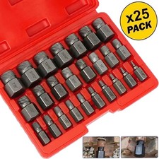25 Pcs Screw Extractor Set Hex Head Multi-Spline Easy Out Bolt Extractor Set New