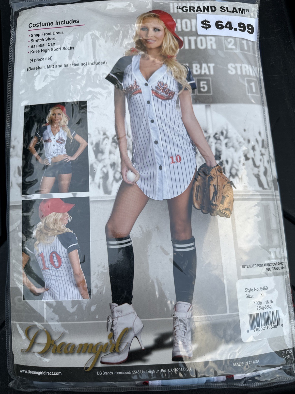 Grand Slam Costume - Dreamgirl Size XL Sexy Baseball