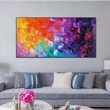 Hand Painted Oil Painting on Canvas Red Modern Abstract Texture Living Room 