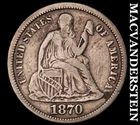 1870 Seated Liberty Dime - Scarce  Better Date  No Reserve  #J9721