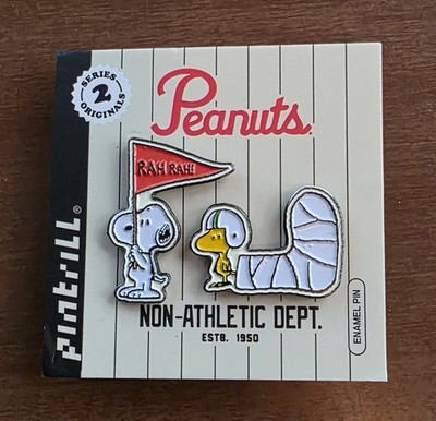 Peanuts Varsity Pin Set. Pintrill. Snoopy w/a penant. Woodstock in a leg cast. 