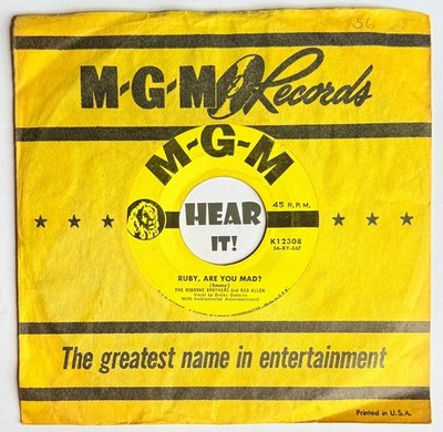 50s Bluegrass 45 THE OSBORNE BROTHERS Ruby Are You Mad / My Aching MGM hear