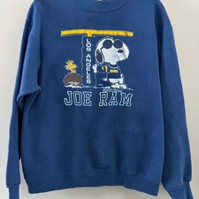 Snoopy Joe Ram Los Angeles Rams Royal Blue crewneck sweatshirt QT6949
