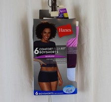 Hanes Womens 6 PACK Seamless Underwear Boyshorts Assorted Colors Size Large