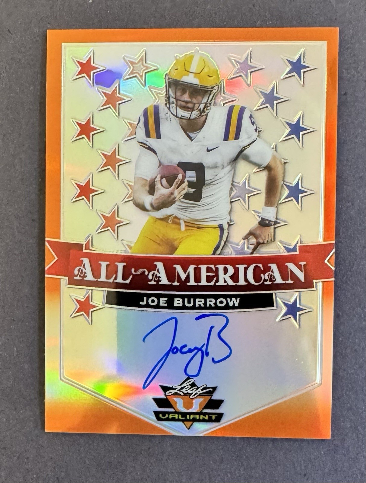 Joe Burrow Leaf Valiant All-American Autographs #JB1 Orange