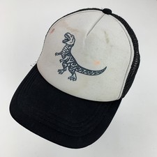 T-Rex Dinosaur Boys Trucker Hat Black White Adjustable Snapback Mesh
