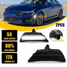 Smoke White LED Front Bumper Side Marker Lights For 2021-up Kia K5 Sedan GT-Line