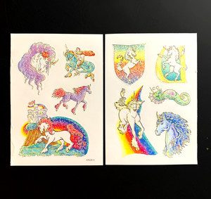 UNICORN PEGASUS rainbow fairytale fantasy REAL GLITTER sticker holographic 3D