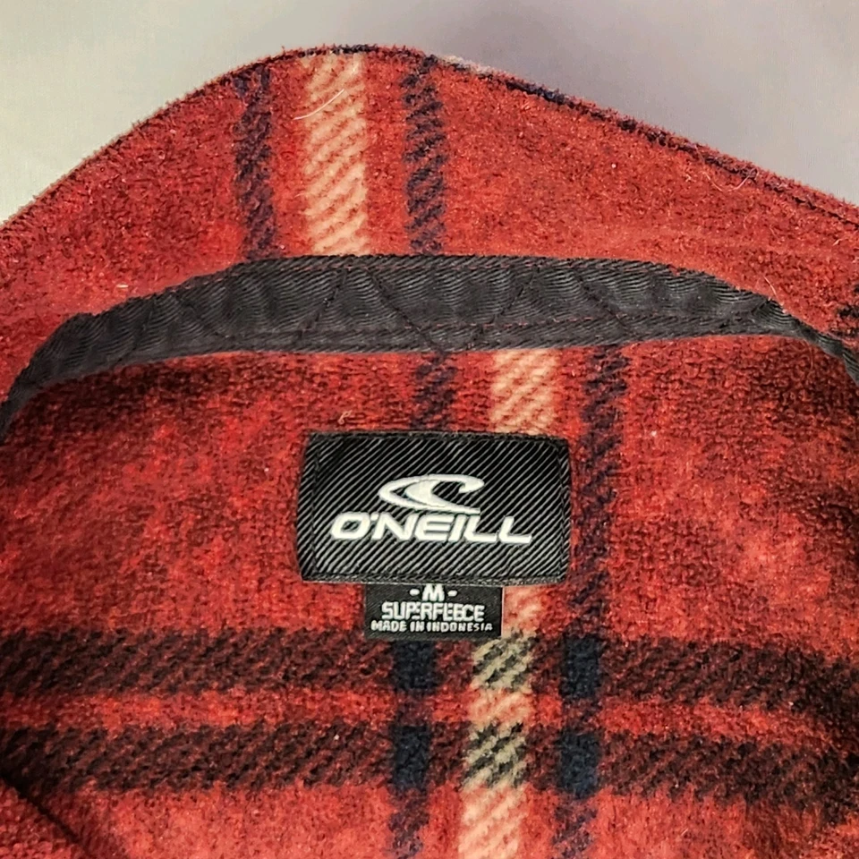 O'Neill 格子法兰绒羊毛衬衫按扣超羊毛男孩中号 — 第 2/4 张图片