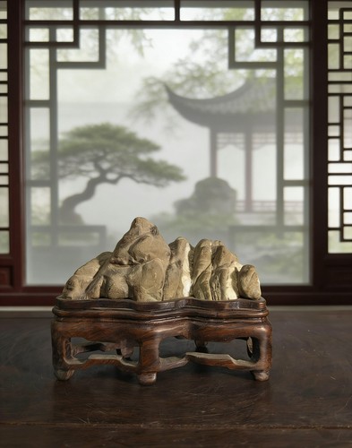 #1052.chinese Suiseki Bonsai natural water stone-waterfall-chinese art stone