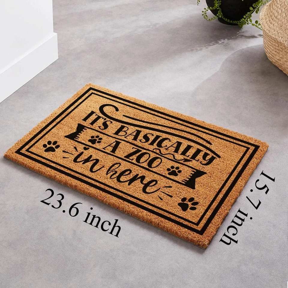 Funny Coir Doormat It's Basically A Zoo In Here Welcome Front Porch Decor Doo... - Image 2 of 4