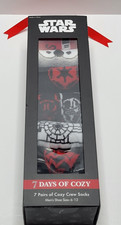 Star Wars Mens 7 Days Of Cozy Crew Socks Shoe Size 6-12 Cartoon Multicolor New