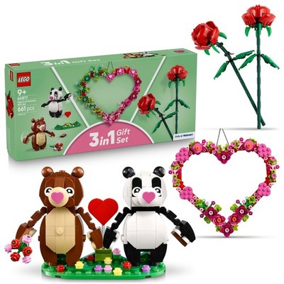 LEGO Hearts & Flowers Gift Set, 3 in 1 Building Toy Set, 661 Pieces, Multicolor,