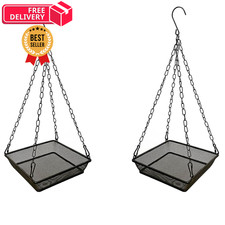2 Pack Hanging Bird Feeder Tray Platform Metal Mesh Seed for Black