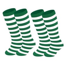 2 Pairs Toddler Soccer 6-9 Years 2 Pack Striped Green  White, Green  White