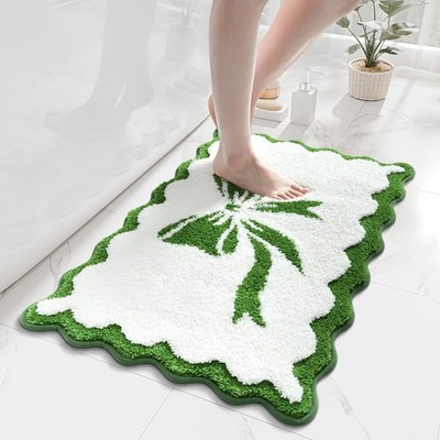 Anybar Bow Bath Mat Green White 1'6'' x 2'1'' (Rectangular), and