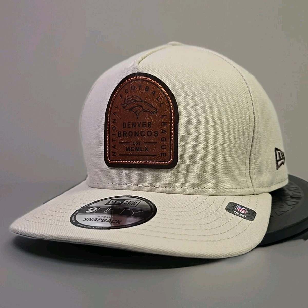 Denver Broncos 9FIFTY Snapback Hat – Cream – Faux Leather Patch