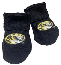 Two Feet Ahead Baby Booties.Missouri  tigers .Black Infant NIB