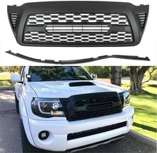Matte Black Front Grille For Tacoma 2005-2011 Bumper Mesh Grill with Letters