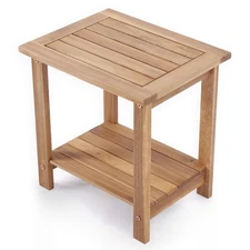 Double Adirondack Side Table, Weather-Resistant Rectangular End Table for Pat...