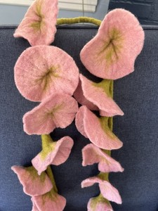 Garland of 20 Hand Felted Pink Wool Morning Glories