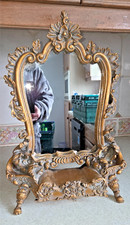 STUNNING  ITALIAN ROCCOCO GOLD ORNATE DRESSING TABLE MIRROR & DRAWER 16"