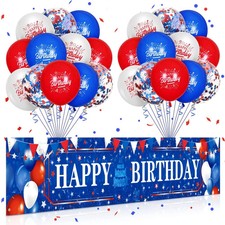 Red White and Blue Birthday Decorations 24Pcs Blue Red White Birthday Balloon...