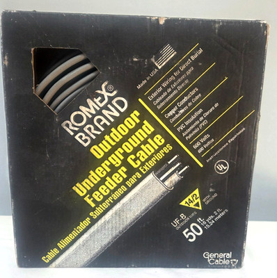 Romex Outdoor Underground Feeder Copper Cable/Wire 50 ft UF-B 14/2 Unopened Box
