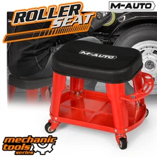 Red[TOOL TRAY+HOLDER]Rolling Garage Automotive Stool Vehicle Repair Creeper Seat