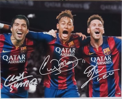 Color Foto(KOPIE), Suarez, Neymar Jr.,Messi,''Autogramm Foto,20x25cm,FC Barcelona