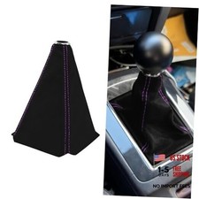 Car Shift Boot Cover, Stick Shift Cover, Suede Leather Manual Black Purple