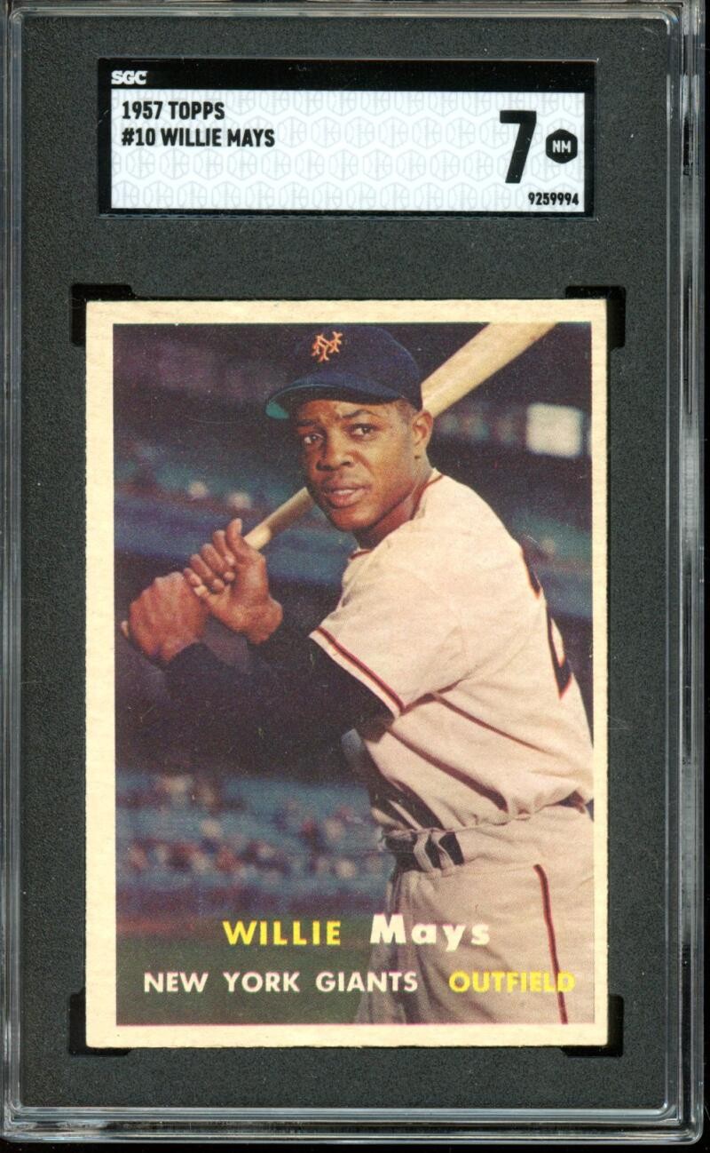 1957 Topps #10 Willie Mays New York Giants HOF SGC 7 NM Near Mint