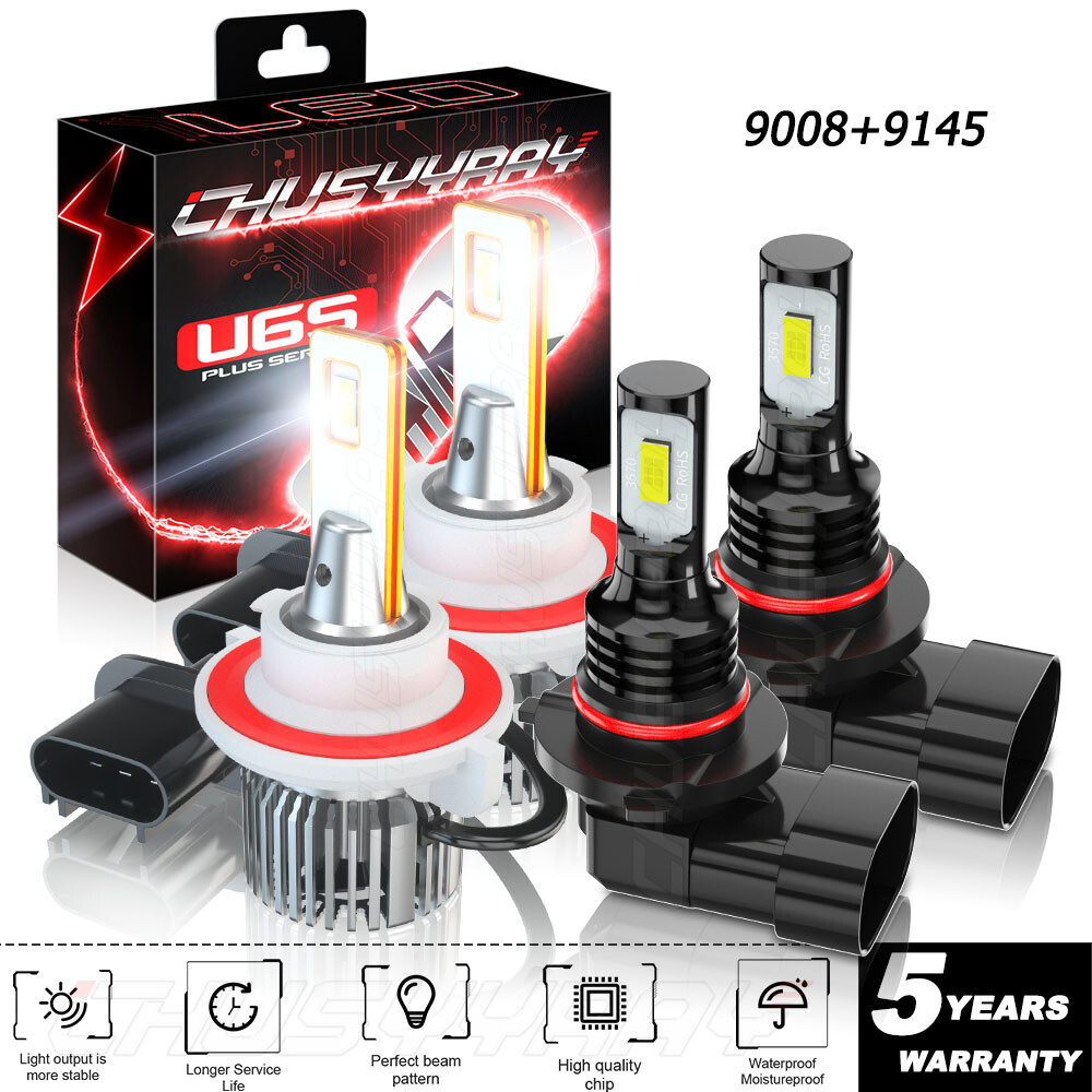 2007-2012 Dodge Caliber LED Headlight & Fog Light Kit H13 H10 Hi/Lo Bulbs