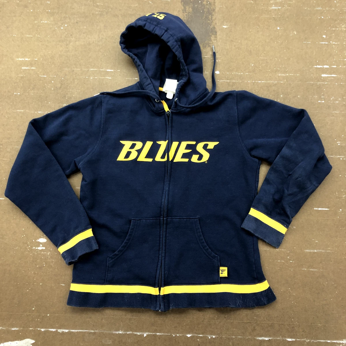 Lee Blue Full Zip Long Sleeve Drawstring NHL St. Louis Blues Hoodie Adult M