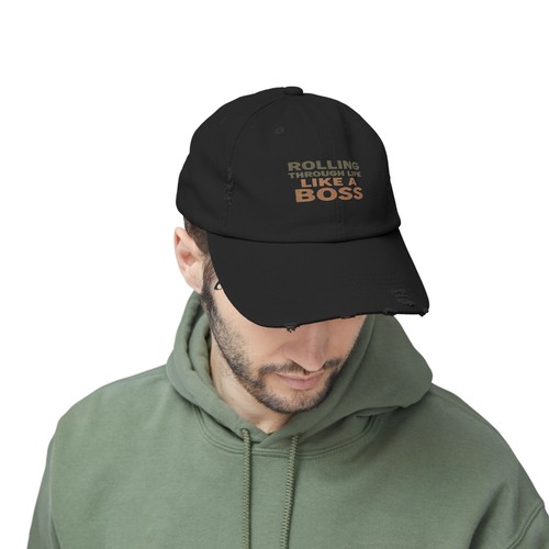 Rolling Through Life Like a Boss Distressed Cap, Casual Hat, Gift for Him, - Picture 7 of 37