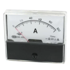 DH-670 Rectangle Dial DC 0-100A Current Teste Panel Analog Ampere Meter