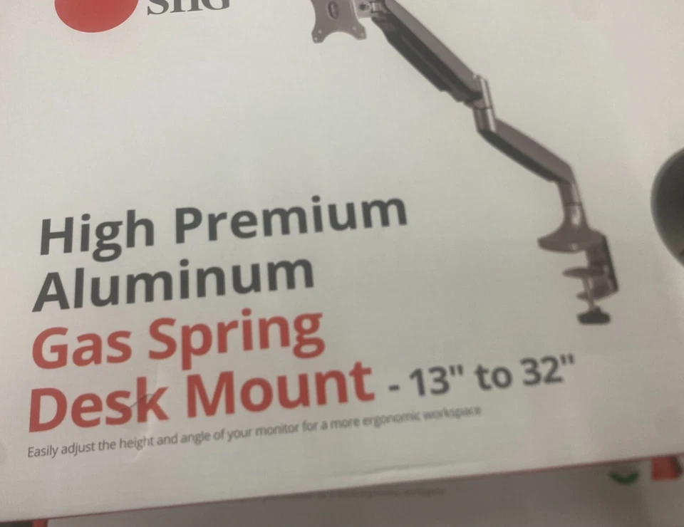 Siig Aluminum Gas Spring Single Monitor 13-32" Desk Mount CE-MT2D12-S1 Silver - Image 3 of 4