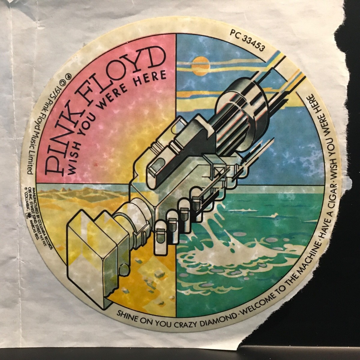 Vintage PINK FLOYD Wish You Were Here US 1975 STICKER Columbia 1st