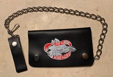 BLACK - Real Cowhide Leather Trucker Biker Chain Wallet