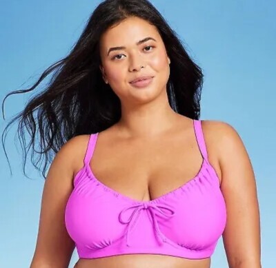 Wild Fable Bikini Top Women's Sz 20 Shirred Underwire Orchid Purple New