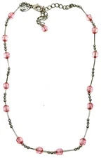 Lia Sophia Pink Lemonade Silver & Pink Glass Beads Silver Tone Necklace