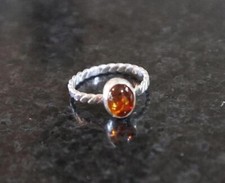 Natural Baltic Amber Ring 925 Sterling Silver Handmade Ring Adjustable Ring