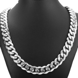 24"15mm Top 316L Stainless Steel Heavy Link Silver Curb Cuban Chain Men Necklace