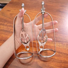 Stainless Steel Clover Chest Breast Nipple Clamps Shackles Torture BDSM Bondage