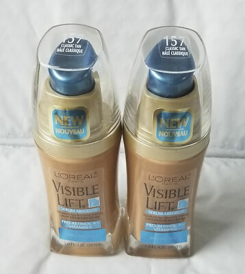 2 L'Oreal Visible Lift Serum Absolute Age Reversing Foundation 157 Classic Tan